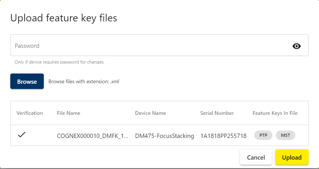 Example for uploading feature key files.