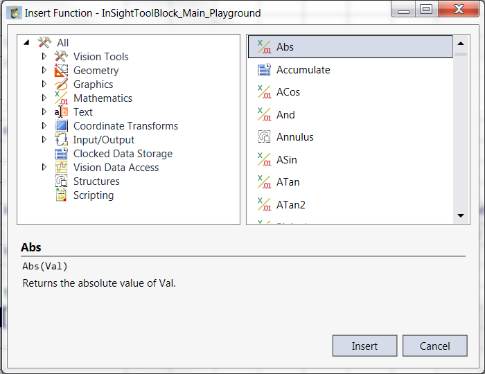 Insert Function Dialog