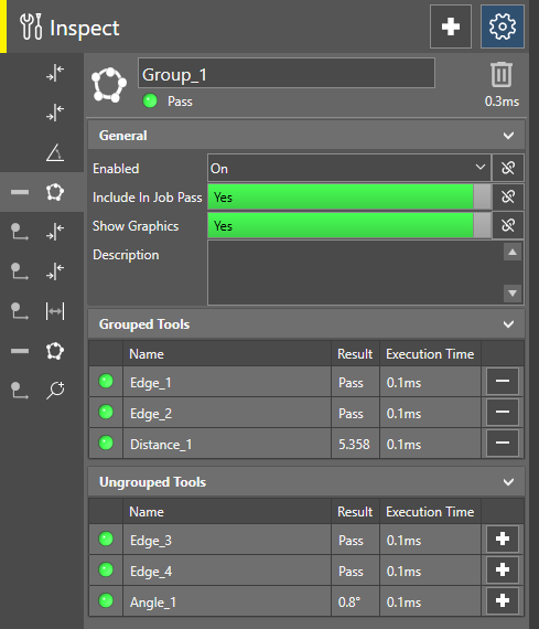 The image shows the settings available for the Group tool.