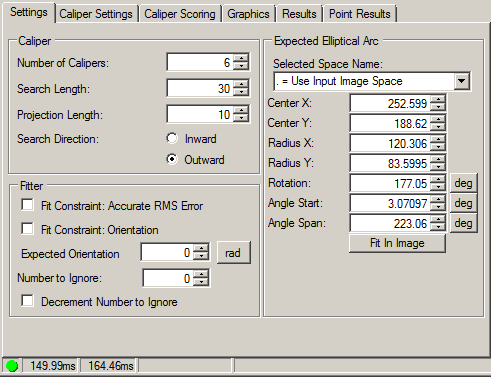 Cognex Caliper Cog Find Ellipse Find Ellipse Settings Tab