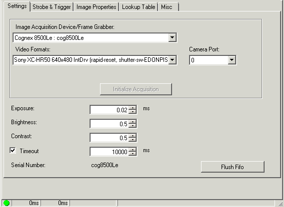 Cognex Core Acq Fifo Reference Acq Fifo Settings Tab