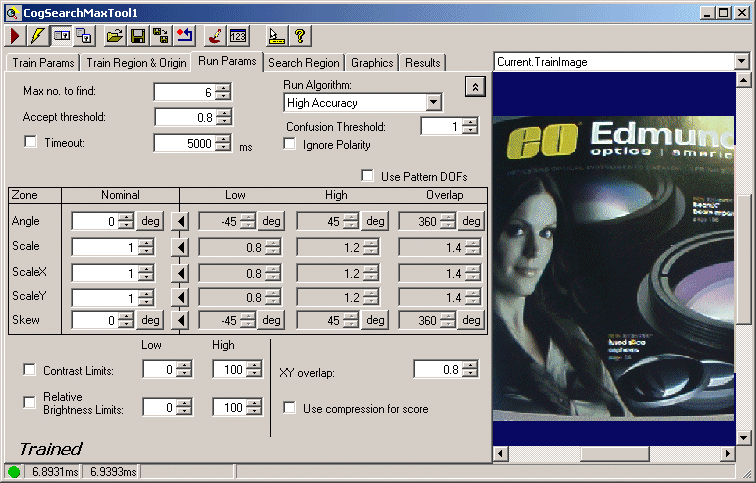 Cognex Search Max Search Max Run Params Tab