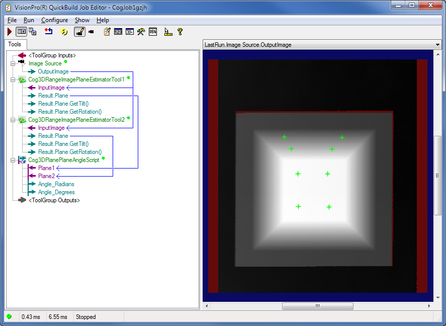 Image Processing Profile Plus Example Cog 3DPlane Plane Angle Script connected