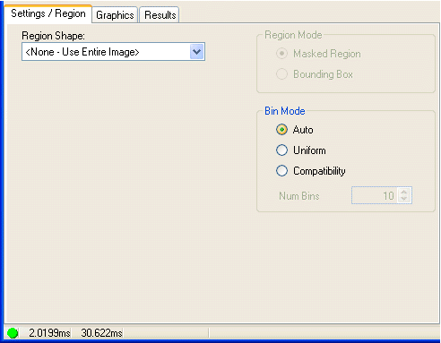 Cognex Image Processing Histogram Control histo settingsregiontab