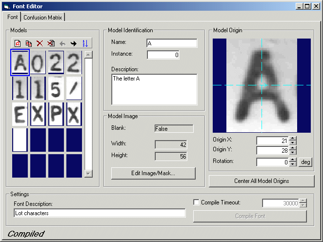CognexOC Font Editor OCVFont Editor Whole Control
