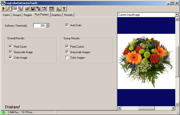 Cognex Color Extractor Color Extractor Color Extractor Run Params Tab