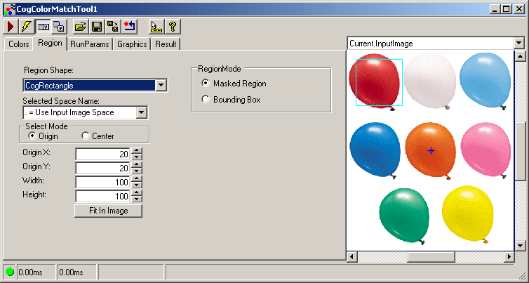 Cognex Color Match Color Match Color Match Region Tab