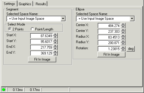 Cognex Dimensioning Distance Segment Ellipse Control Distance Segment Ellipse Settings Tab