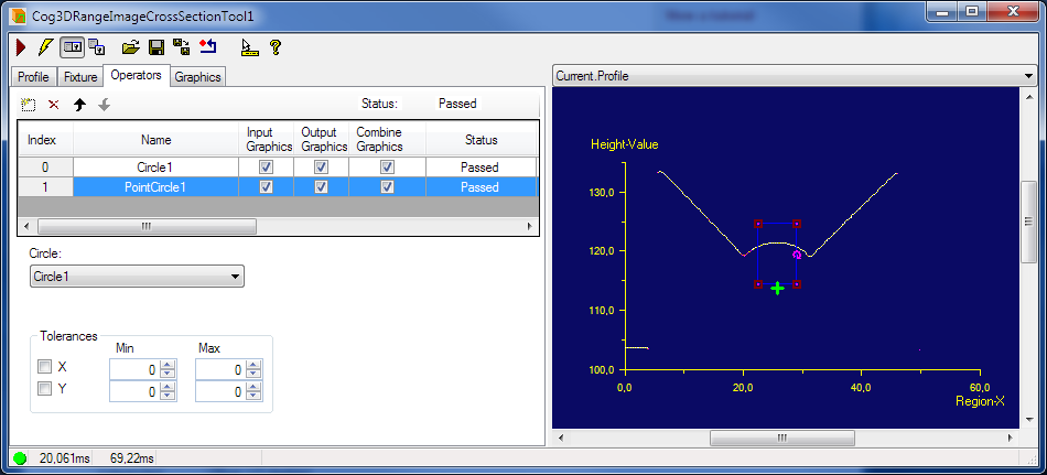 Cognex Image Processing Cog 3DRange Image Cross Section Point Circle