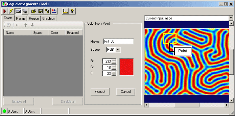 Cognex Color Segmenter Color Segmenter Using Point Function