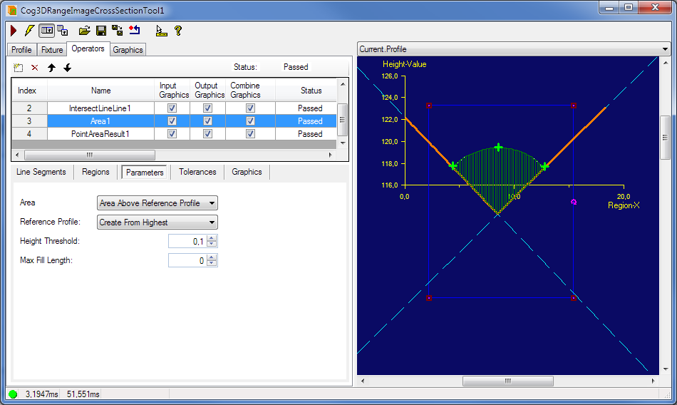 Cognex Image Processing Cog 3DRange Image Cross Section Area