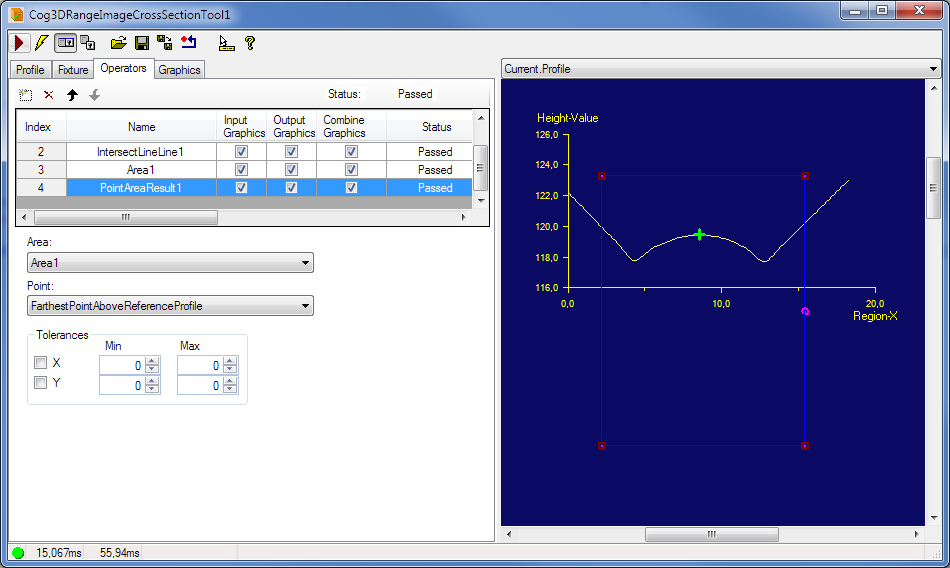 Cognex Image Processing Cog 3DRange Image Cross Section Point Area Result