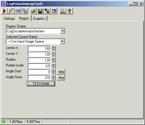 Cognex Image Processing Polar Unwrap Polar Unwrap Region Tab