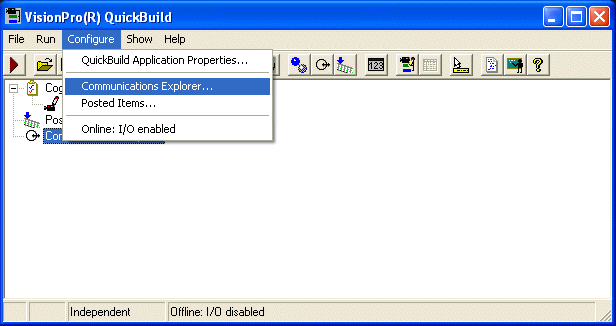 Quick Build Quick Build Walkthrough Explorer Configure Comm Explorer Menu
