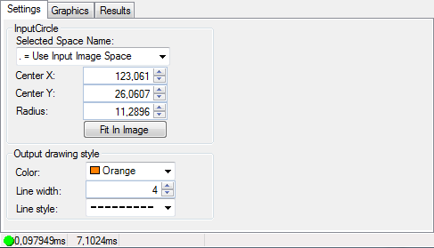 Cognex Dimensioning Create Circle Control Create Circle Settings Tab