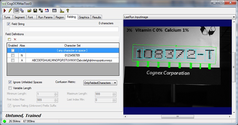 CognexOCRMax OCRMax Fielding Tab