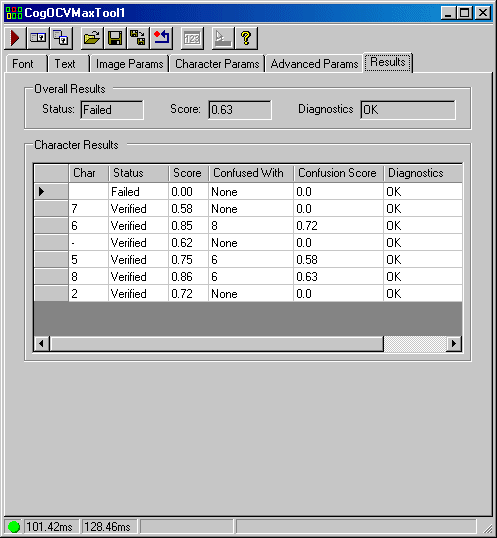 CognexOCVMax OCVmax OCVMax Results Tab