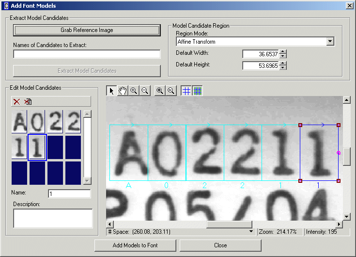 Identification OCV Walkthrough Font Editor OCVExtracted Candidates