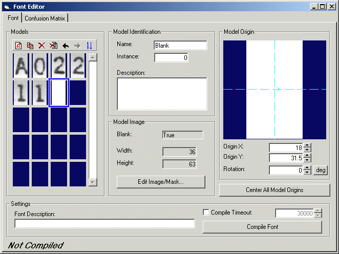Identification OCV Walkthrough Font Editor OCVFont Editor Blank