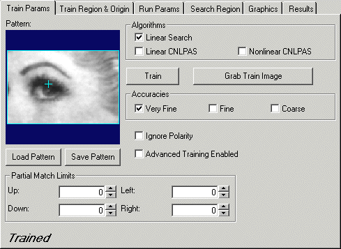 CognexCNLSearch Reference control trainparams tab