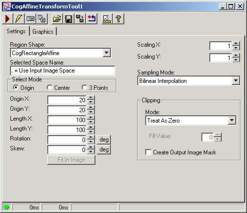 Cognex Image Processing Affine Transform Affine Transform Settings Tab