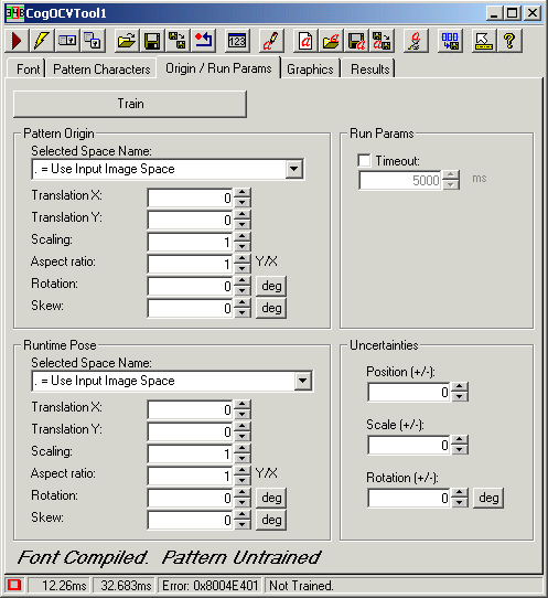 CognexOC OCV Tool OCVOrigin Run Params Tab