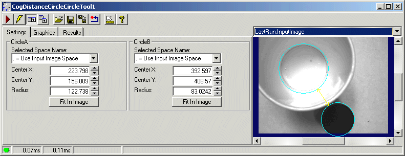 Cognex Dimensioning Distance Circle Circle Control Distance Circle Circle Whole Control