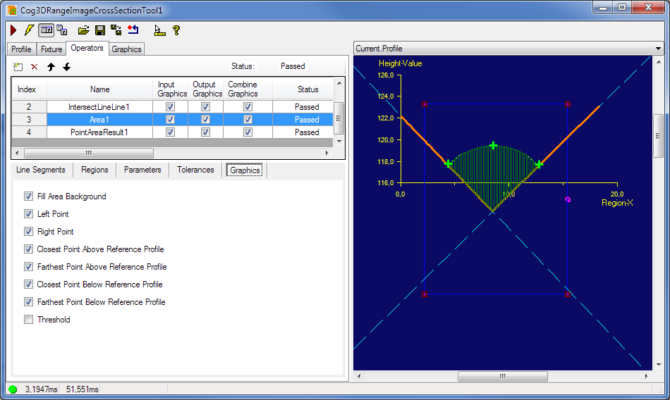 Cognex Image Processing Cog 3DRange Image Cross Section Area Graphics Tab