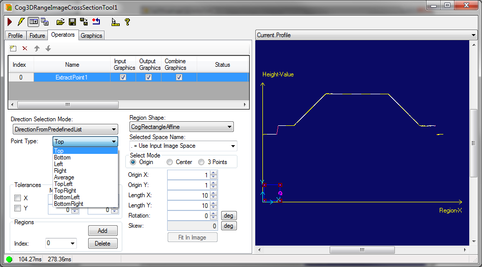 Cognex Image Processing Cog 3DRange Image Cross Section Extract Point Direction From Predefined List