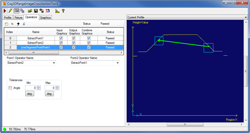 Cognex Image Processing Cog 3DRange Image Cross Section Line Segment Point Point