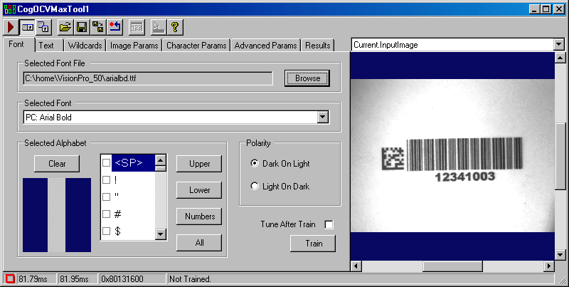 Identification OCVMax Walkthrough UseOCVMax Font Tab With Font Selected