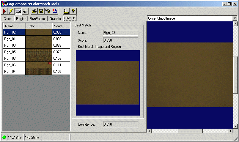 Cognex Composite Color Match Composite Color Match Composite Match Results Tab