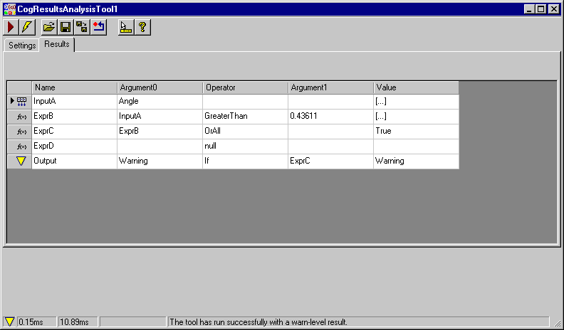 Cognex Results Analysis Reference Results Analysis Results Tab