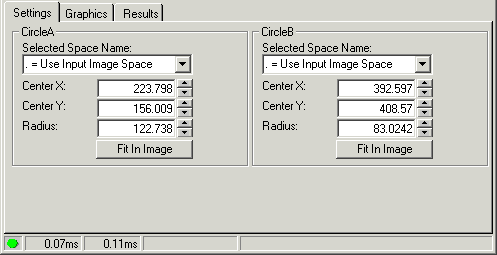 Cognex Dimensioning Distance Circle Circle Control Distance Circle Circle Settings Tab