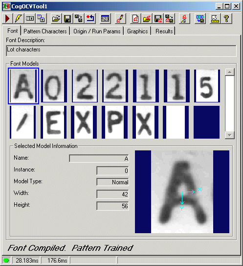 CognexOC OCV Tool OCVFont Tab