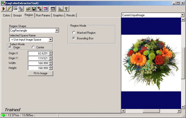 Cognex Color Extractor Color Extractor Color Extractor Region Tab
