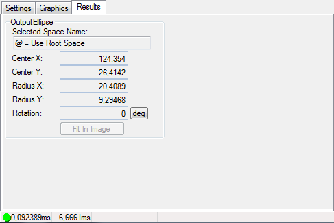 Cognex Dimensioning Create Ellipse Control Create Ellipse Results Tab