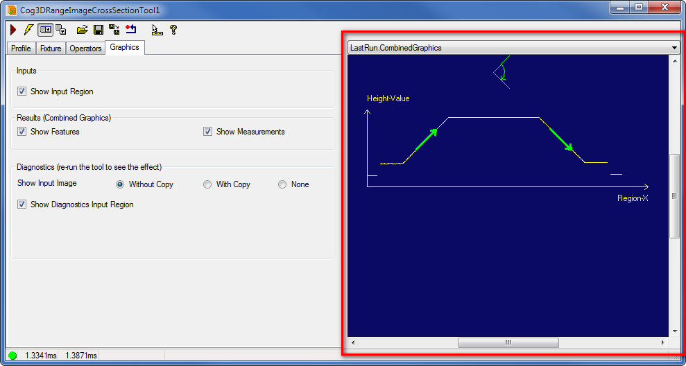 Cognex Image Processing Cog 3DRange Image Cross Section Cross Section Combined Graphics