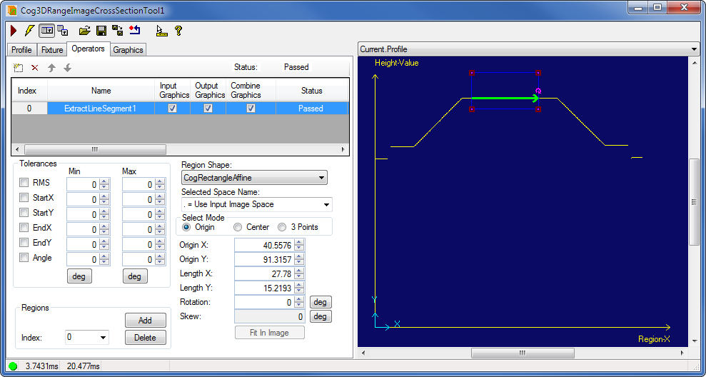 Cognex Image Processing Cog 3DRange Image Cross Section Extract Line Segment