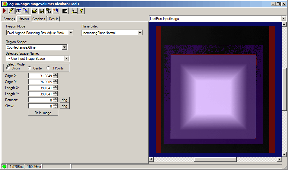 Cognex Image Processing Cog 3DRange Image Volume Calculator Whole Control