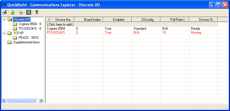 Quick Build Quick Build Walkthrough DiscreteIO Missing Hardware Indicated