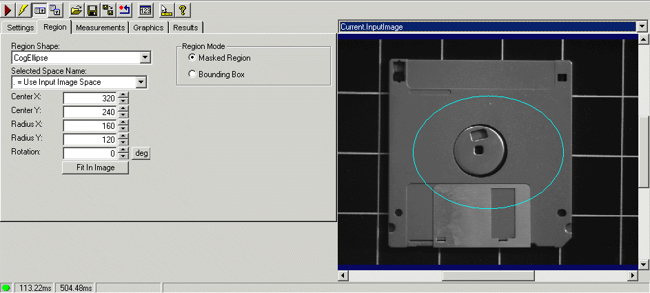 Cognex Blob Reference Blob Control Region
