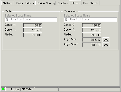 Cognex Caliper Cog Find Circle Find Circle Results Tab