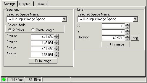 Cognex Dimensioning Distance Segment Line Control Distance Segment Line Settings Tab