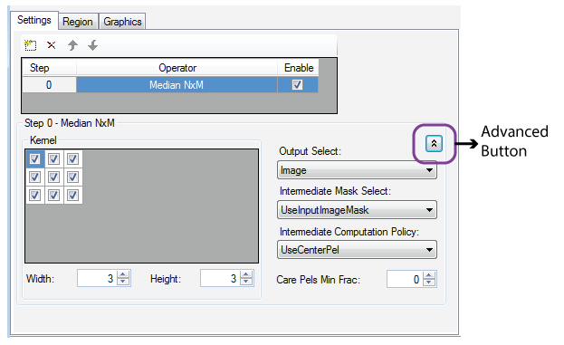 Cognex Image Processing One Image Control Median NxMSettings