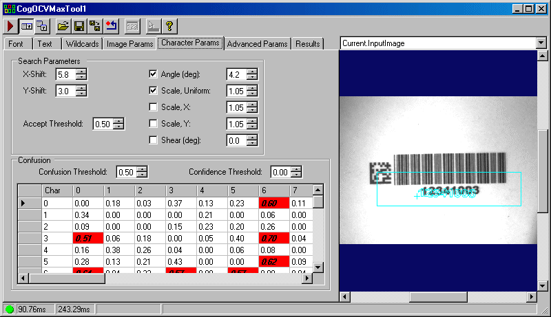 CognexOCVMax OCVmax OCVMax Character Params Tab
