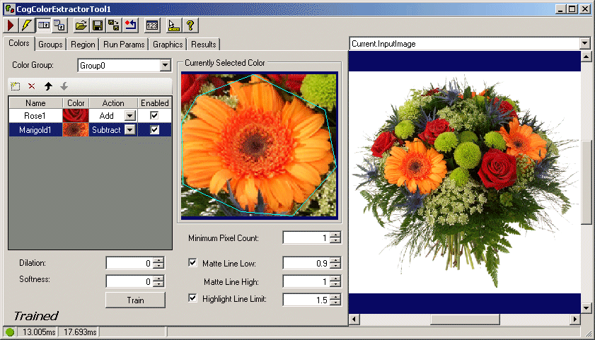 Cognex Color Extractor Color Extractor Color Extractor Colors Tab