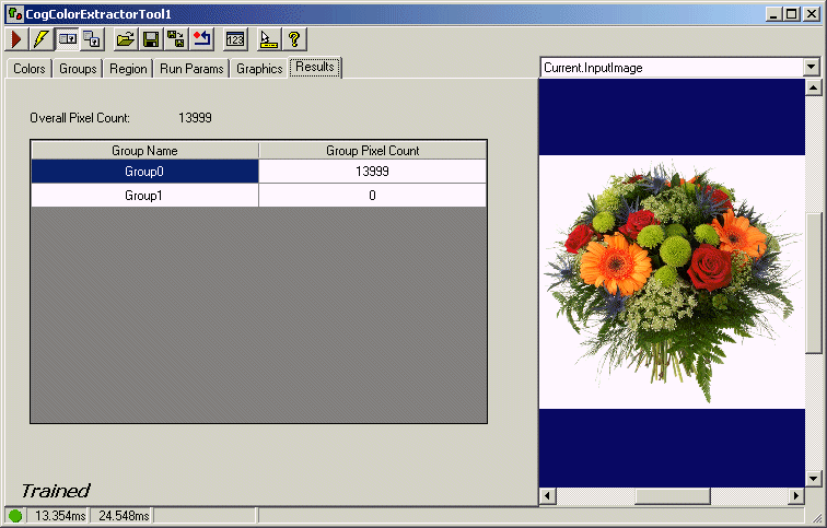 Cognex Color Extractor Color Extractor Color Extractor Results Tab