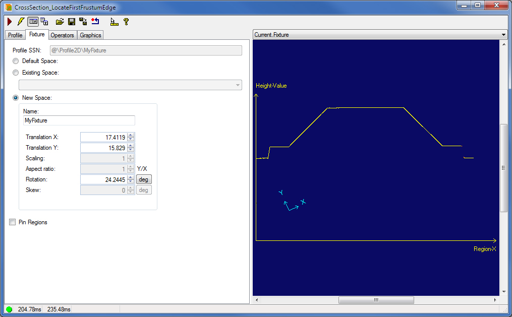 Cognex Image Processing Cog 3DRange Image Cross Section Cross Section Fixture Tab 2