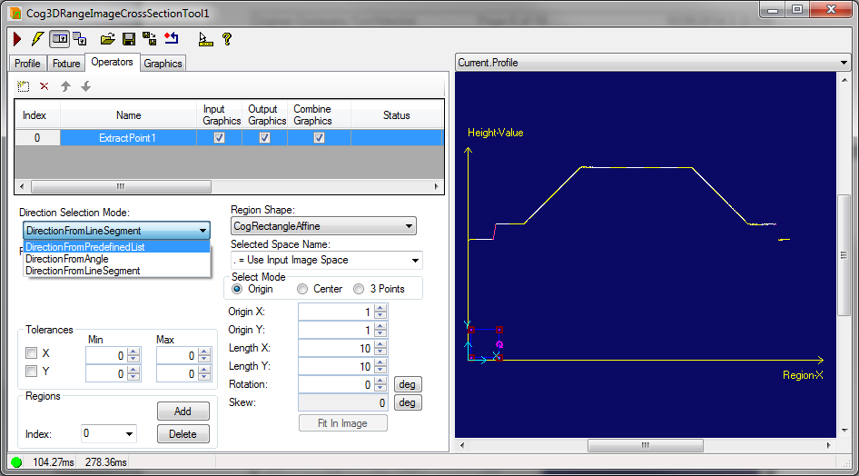 Cognex Image Processing Cog 3DRange Image Cross Section Extract Point
